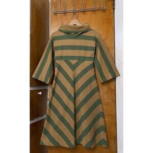 Vintage 70s Chevron Striped Mod Midi Dress Knit Kimono Sleeve Sz S Op Art 60s